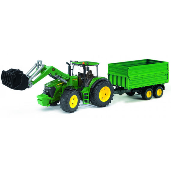Traktor John Deere 7930 mit Frontlader und Tandemachs-Transportanhänger - Bruder 3055