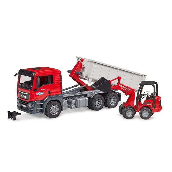 MAN TGS LKW mit Abrollcontainer + Schäffer Hoflader 2630 - Bruder 3767