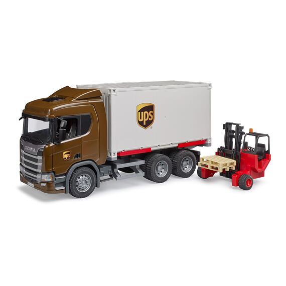 Scania UPS Logistik-LKW mit Mitnahmestapler - Bruder 3582