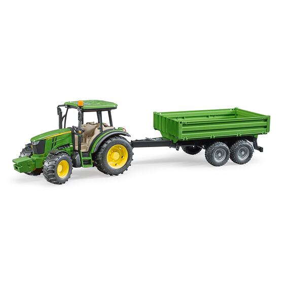 Traktor John Deere 5115M mit Bordwandanhänger - Bruder 2108